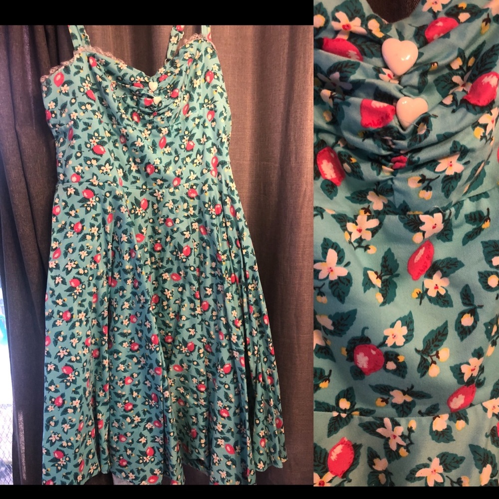 3x pinup girl clothing Nancy dress- blue lemonade